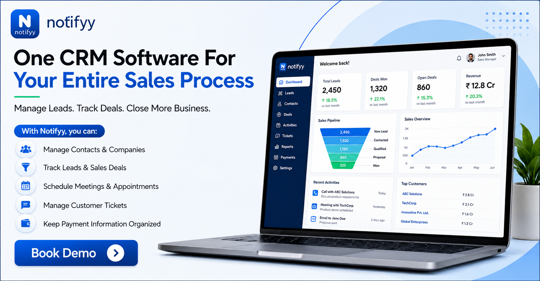 crm software application for business managing leads deals and revenue