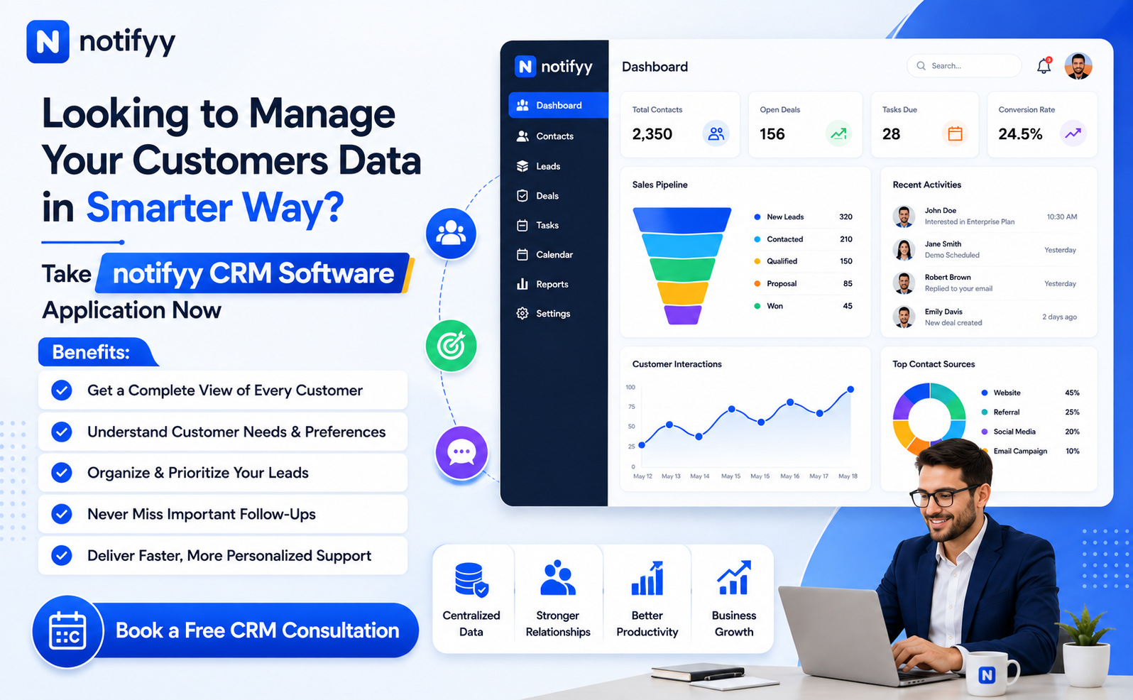 CRM software application displaying customer relationship management workflows