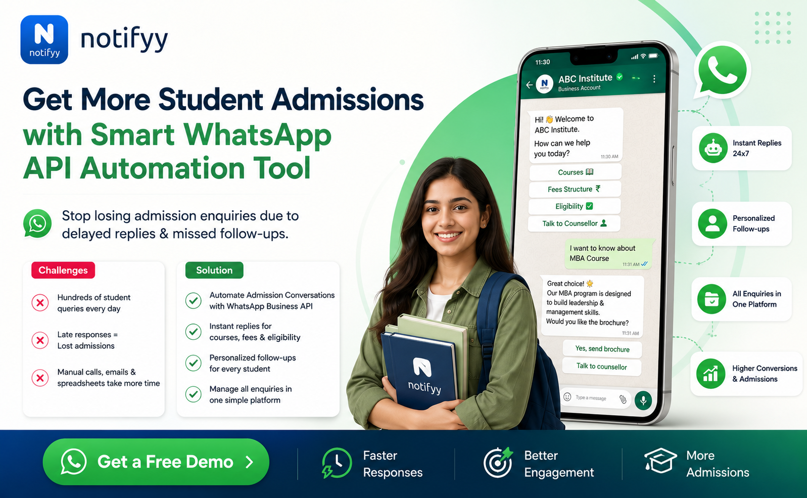 Official WhatsApp Business API for Education Admissions